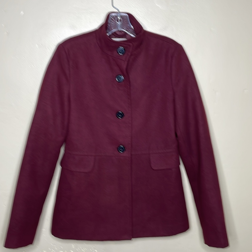 OLD NAVY Burgundy Coat Mock Collar Single Breasted Car coat Length Small